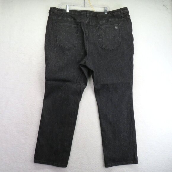 Diane Gilman DG2 Jeans Womens Size 22W Black Glitter Denim Straight Leg - Picture 3 of 13
